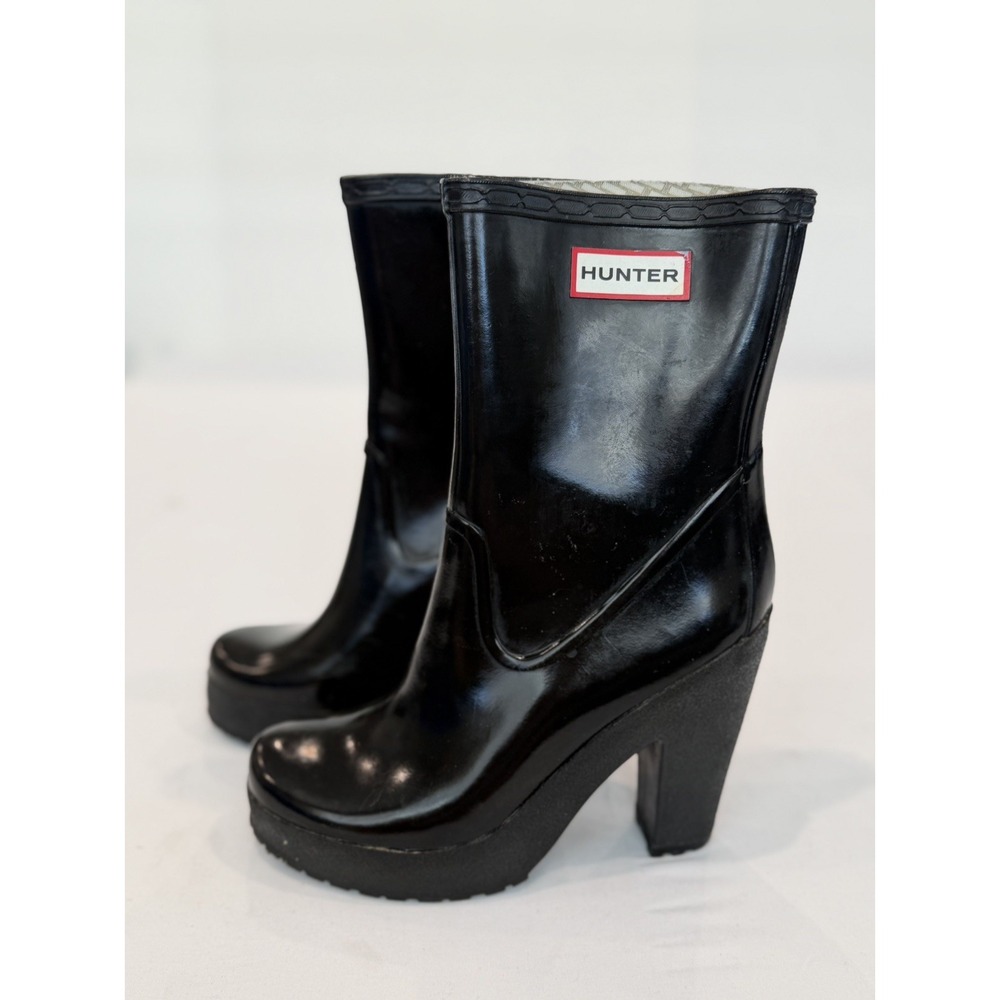 Hunter Rain Boots High Heel Wellies ARINE Size 5 women's Booties Waterproof chic